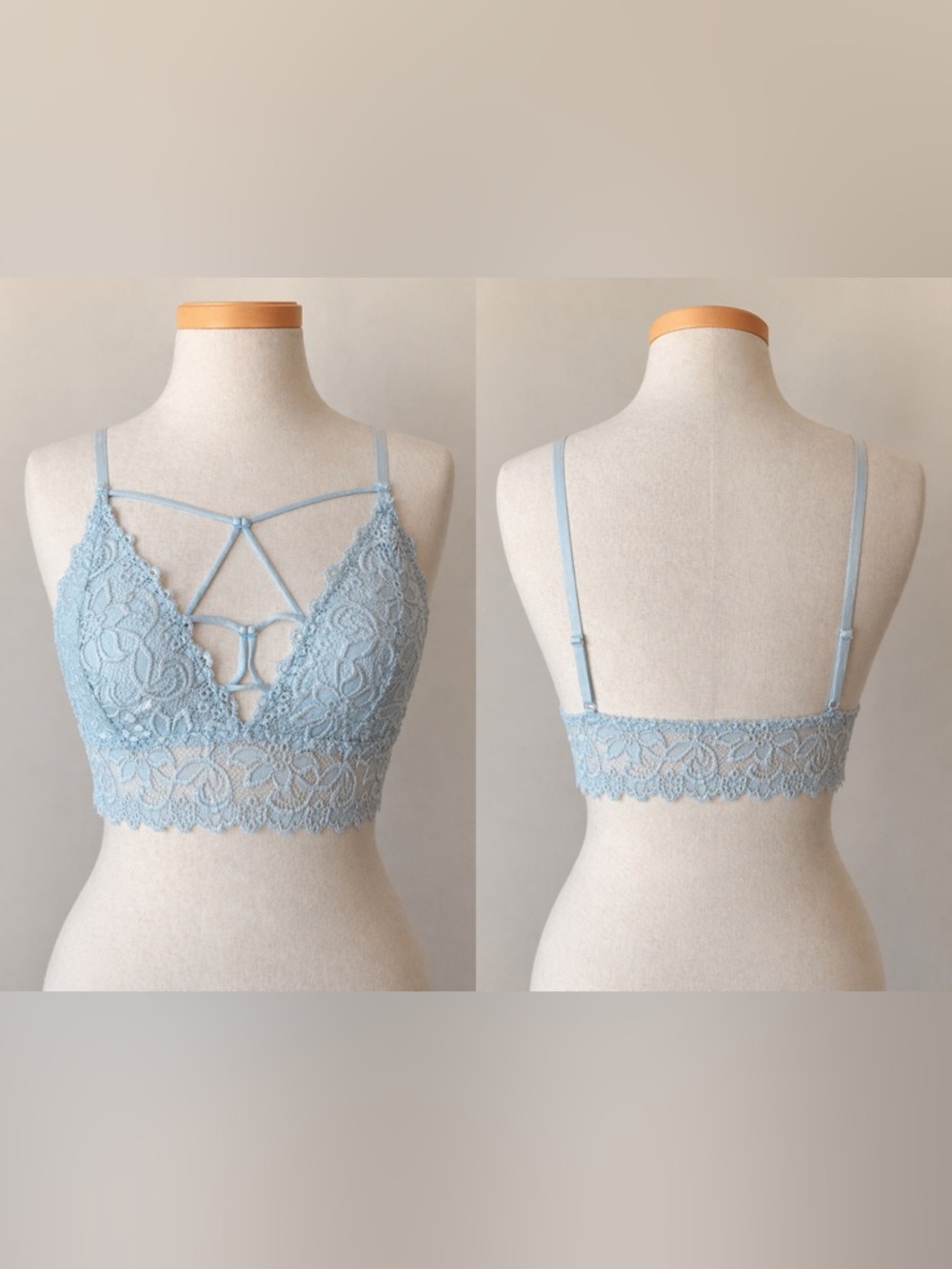 Lace Strappy Bralette in Light Blue 🩷